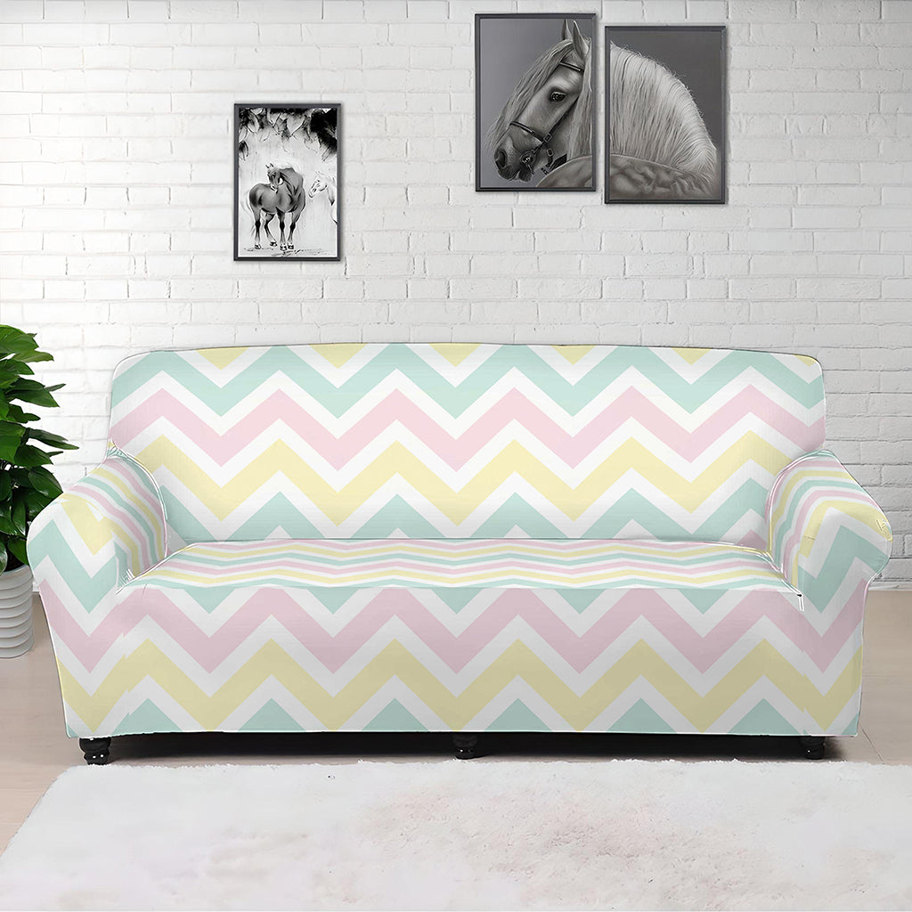 Pastel Chevron Pattern Print Sofa Cover