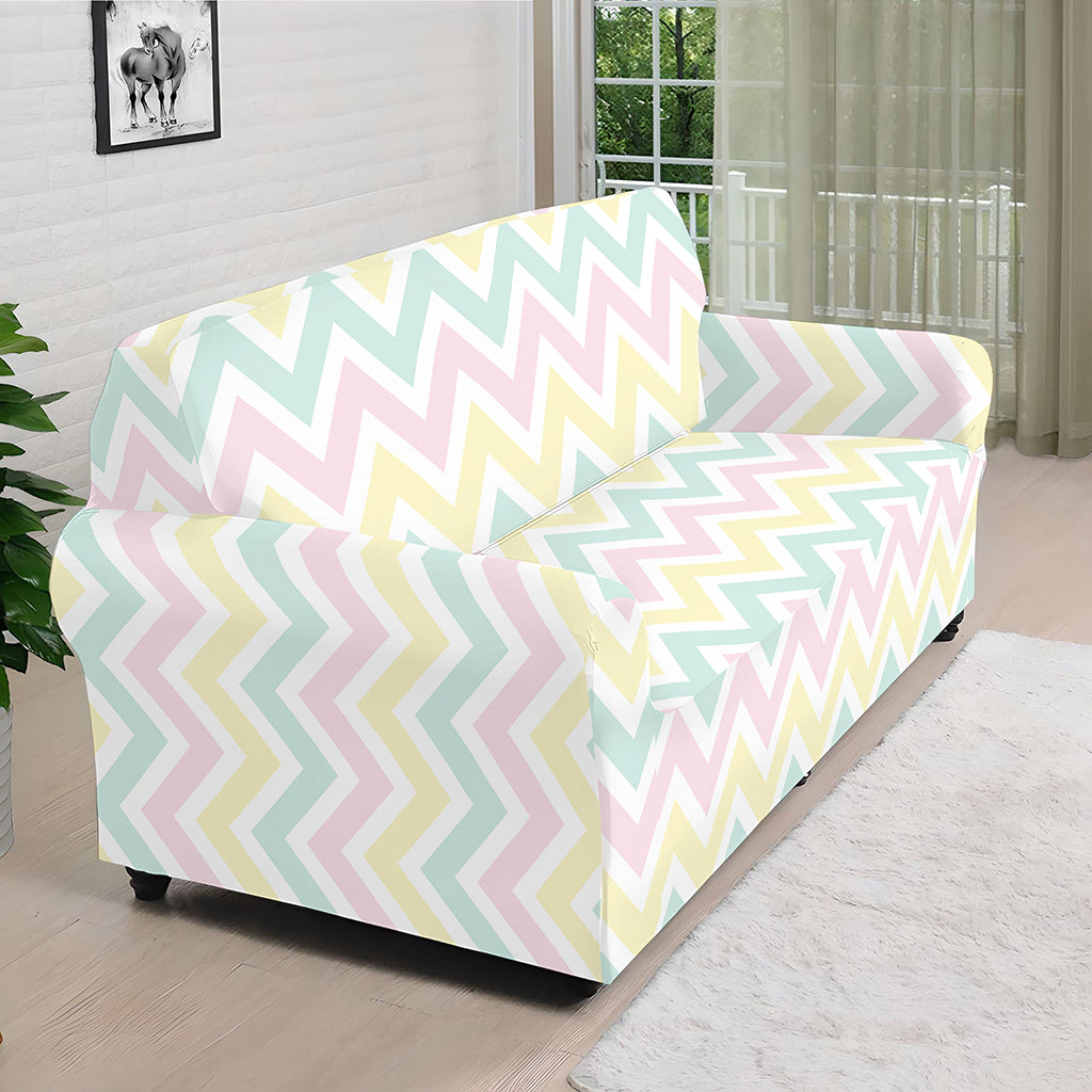 Pastel Chevron Pattern Print Sofa Cover