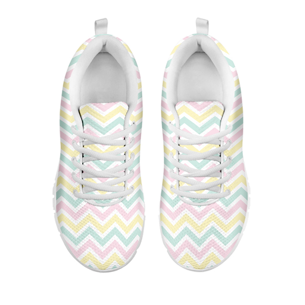 Pastel Chevron Pattern Print White Sneakers