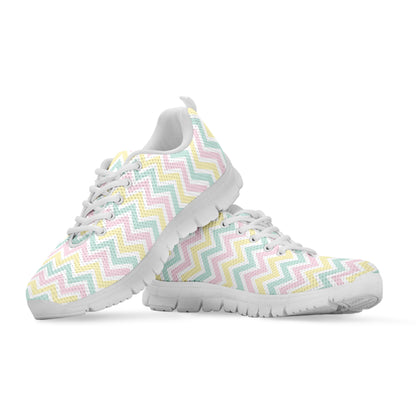 Pastel Chevron Pattern Print White Sneakers