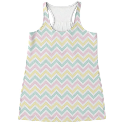 Pastel Chevron Pattern Print Women's Racerback Tank Top