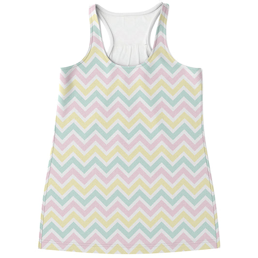 Pastel Chevron Pattern Print Women's Racerback Tank Top