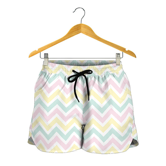 Pastel Chevron Pattern Print Women's Shorts