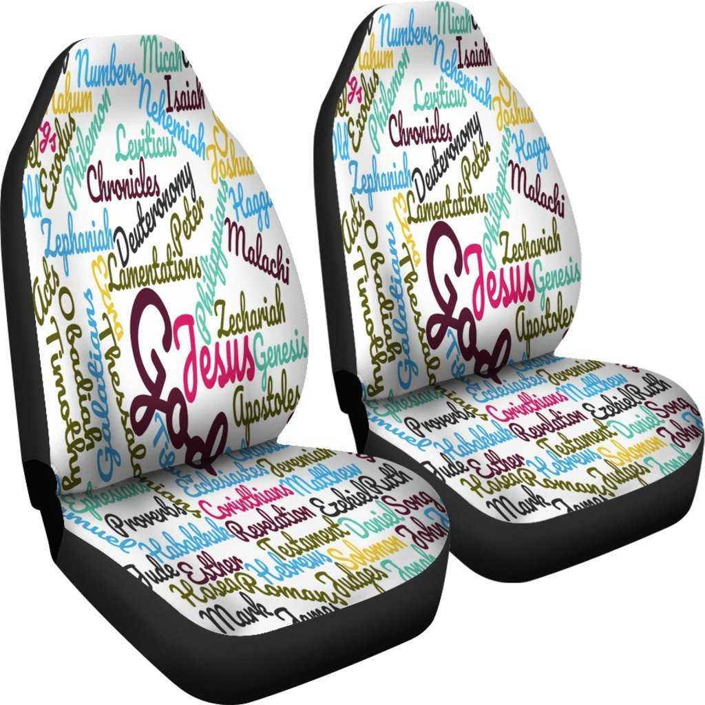 Pastel Christian Text Universal Fit Car Seat Covers GearFrost