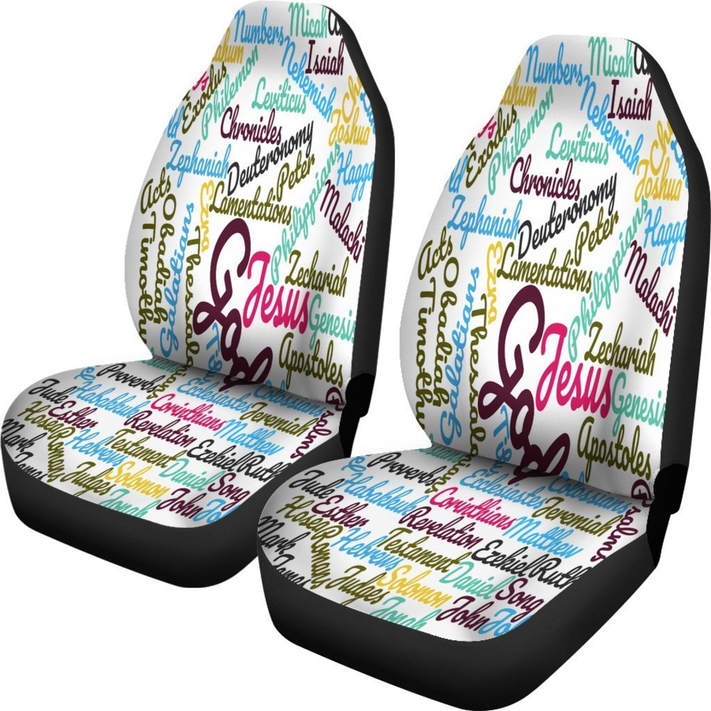Pastel Christian Text Universal Fit Car Seat Covers GearFrost