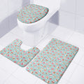 Pastel Cupcake Pattern Print 3 Piece Bath Mat Set