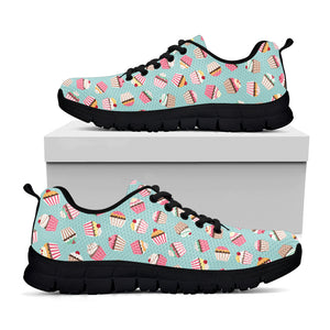 Pastel Cupcake Pattern Print Black Sneakers