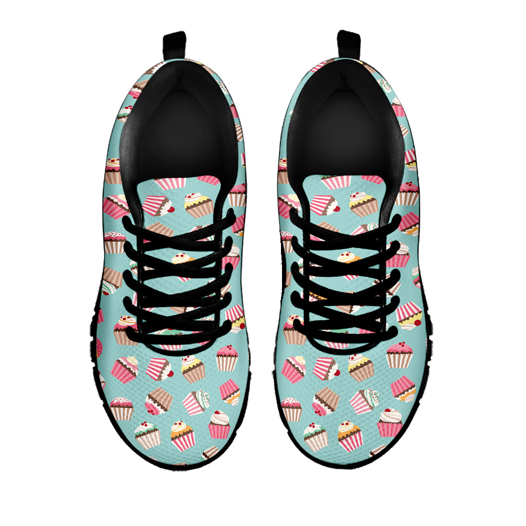 Pastel Cupcake Pattern Print Black Sneakers