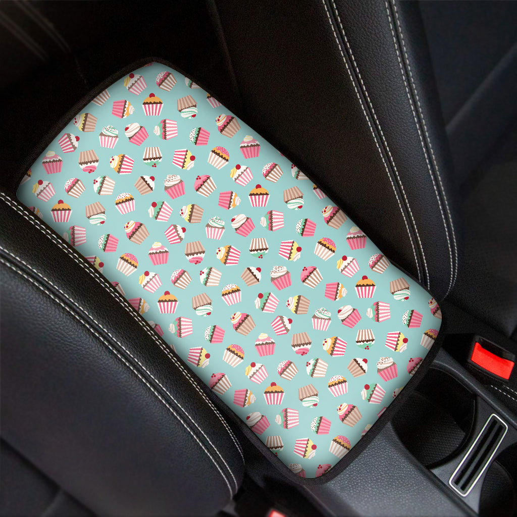 Pastel Cupcake Pattern Print Car Center Console Cover