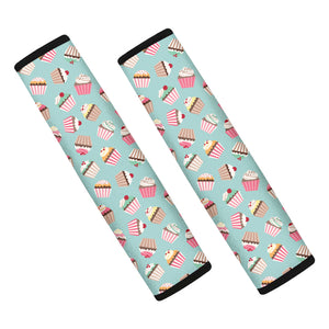 Pastel Cupcake Pattern Print Car Seat Belt Covers