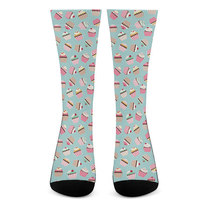 Pastel Cupcake Pattern Print Crew Socks