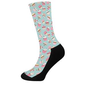 Pastel Cupcake Pattern Print Crew Socks