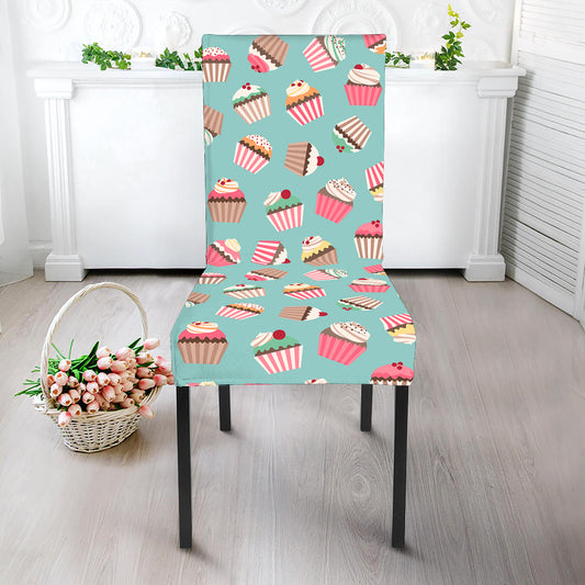 Pastel Cupcake Pattern Print Dining Chair Slipcover