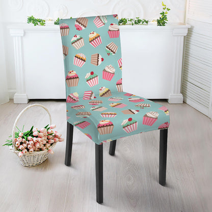 Pastel Cupcake Pattern Print Dining Chair Slipcover