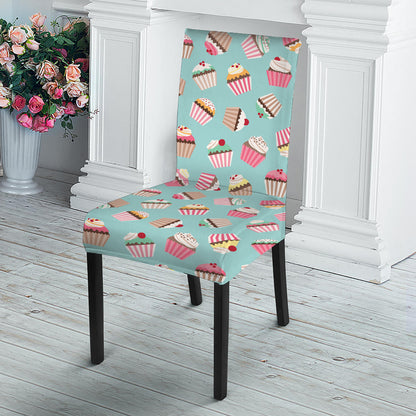 Pastel Cupcake Pattern Print Dining Chair Slipcover
