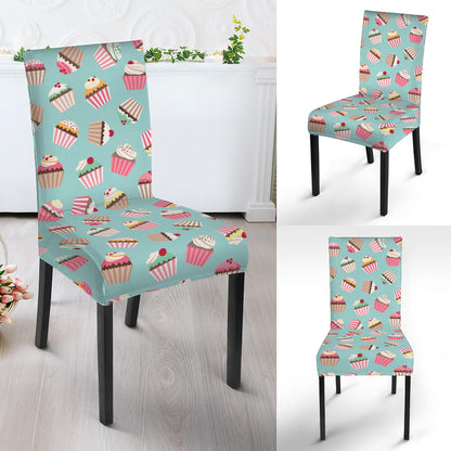 Pastel Cupcake Pattern Print Dining Chair Slipcover