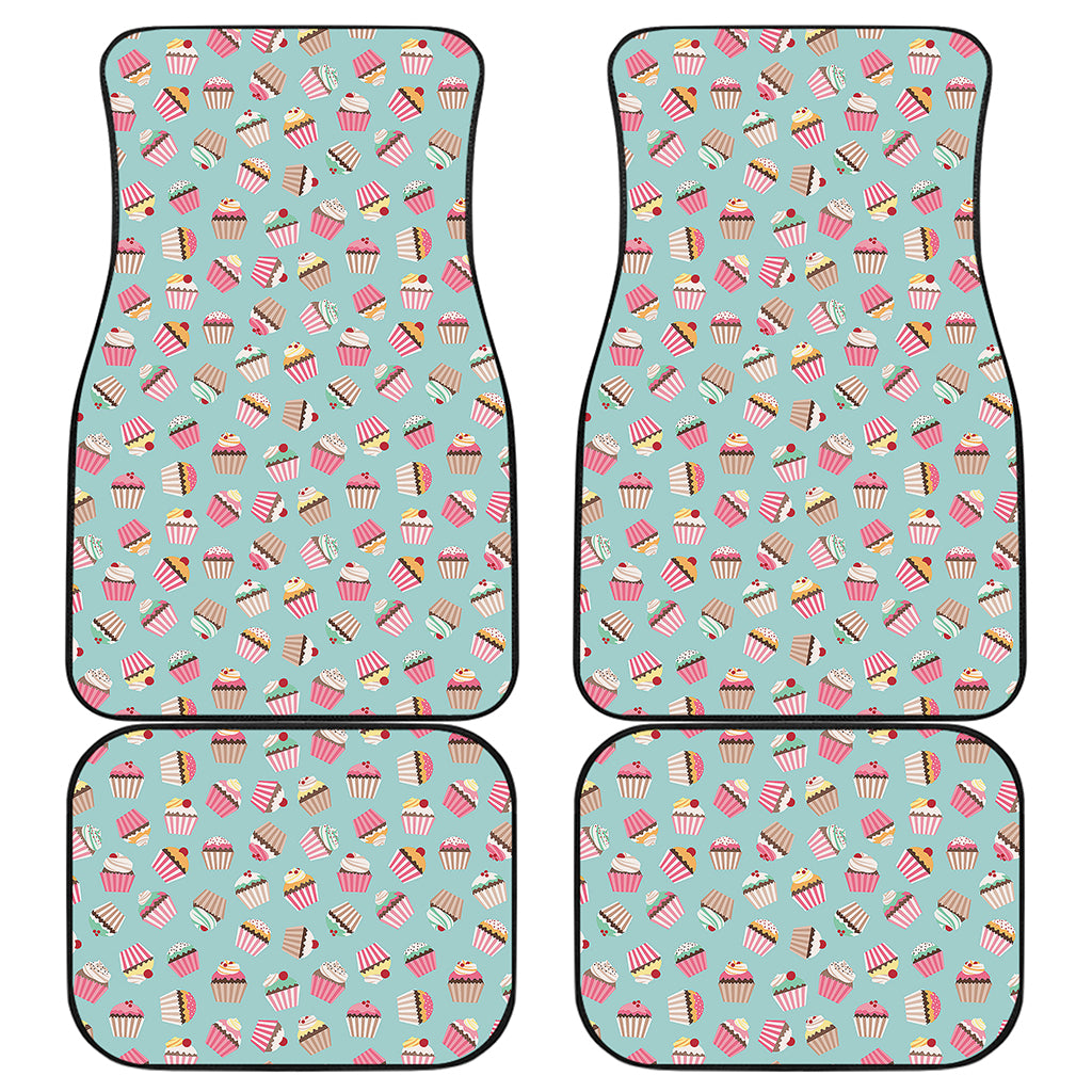 Pastel Cupcake Pattern Print Front and Back Car Floor Mats