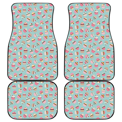 Pastel Cupcake Pattern Print Front and Back Car Floor Mats