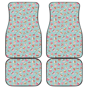 Pastel Cupcake Pattern Print Front and Back Car Floor Mats