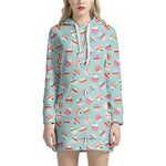 Pastel Cupcake Pattern Print Hoodie Dress