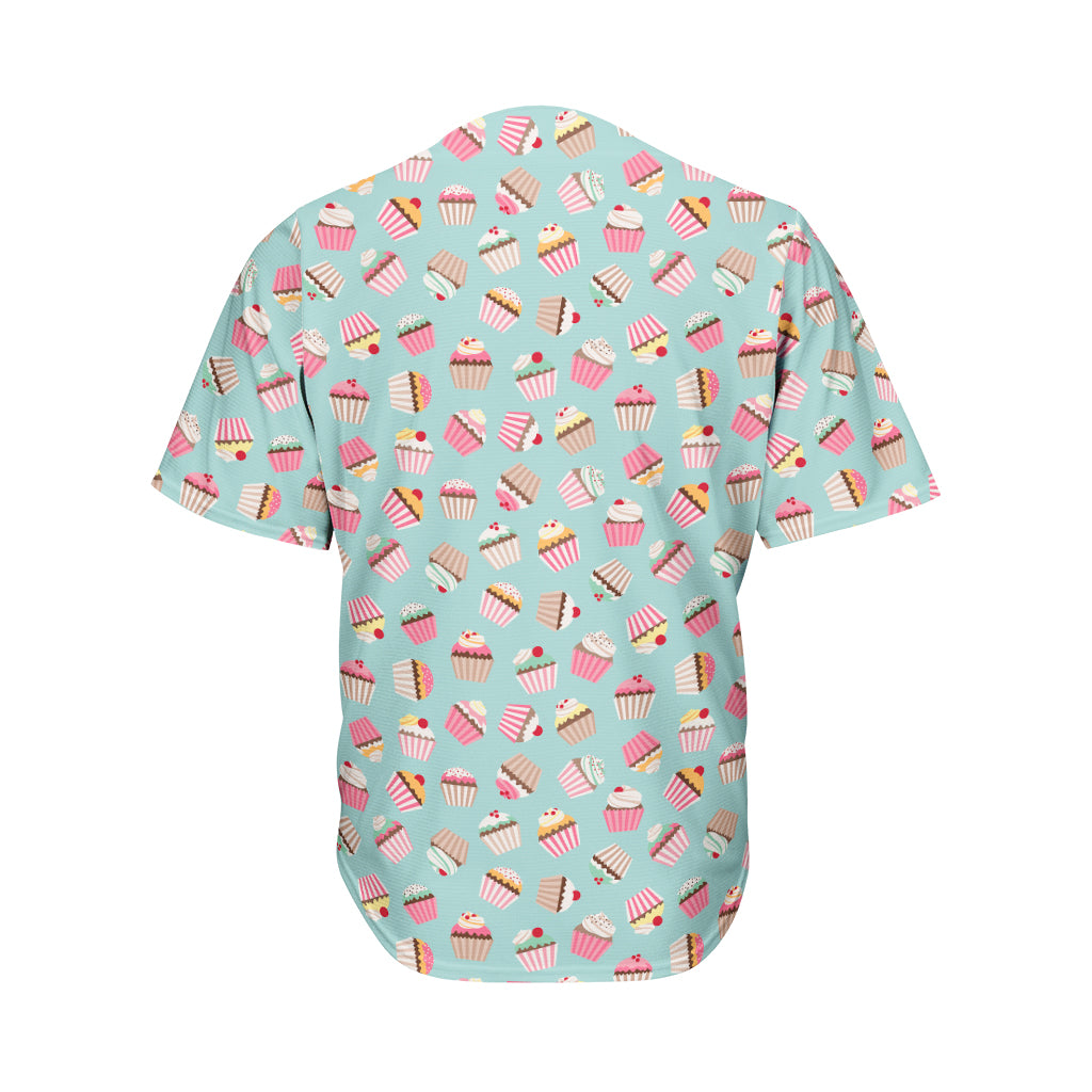 Pastel Cupcake Pattern Print Men's Baseball Jersey