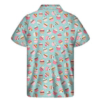 Pastel Cupcake Pattern Print Men's Short Sleeve Shirt