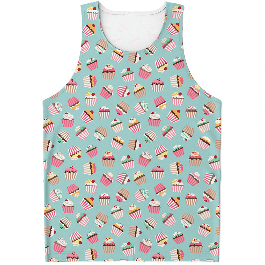 Pastel Cupcake Pattern Print Men's Tank Top