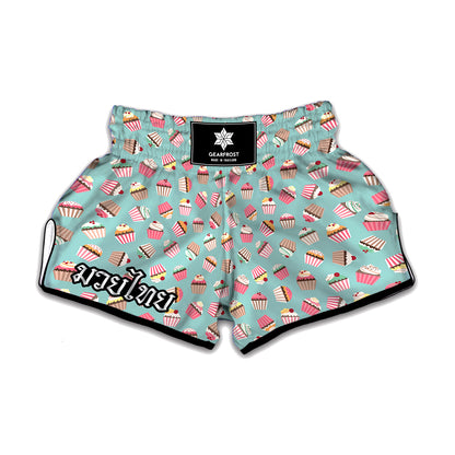 Pastel Cupcake Pattern Print Muay Thai Boxing Shorts