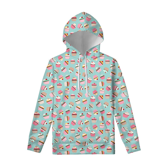 Pastel Cupcake Pattern Print Pullover Hoodie