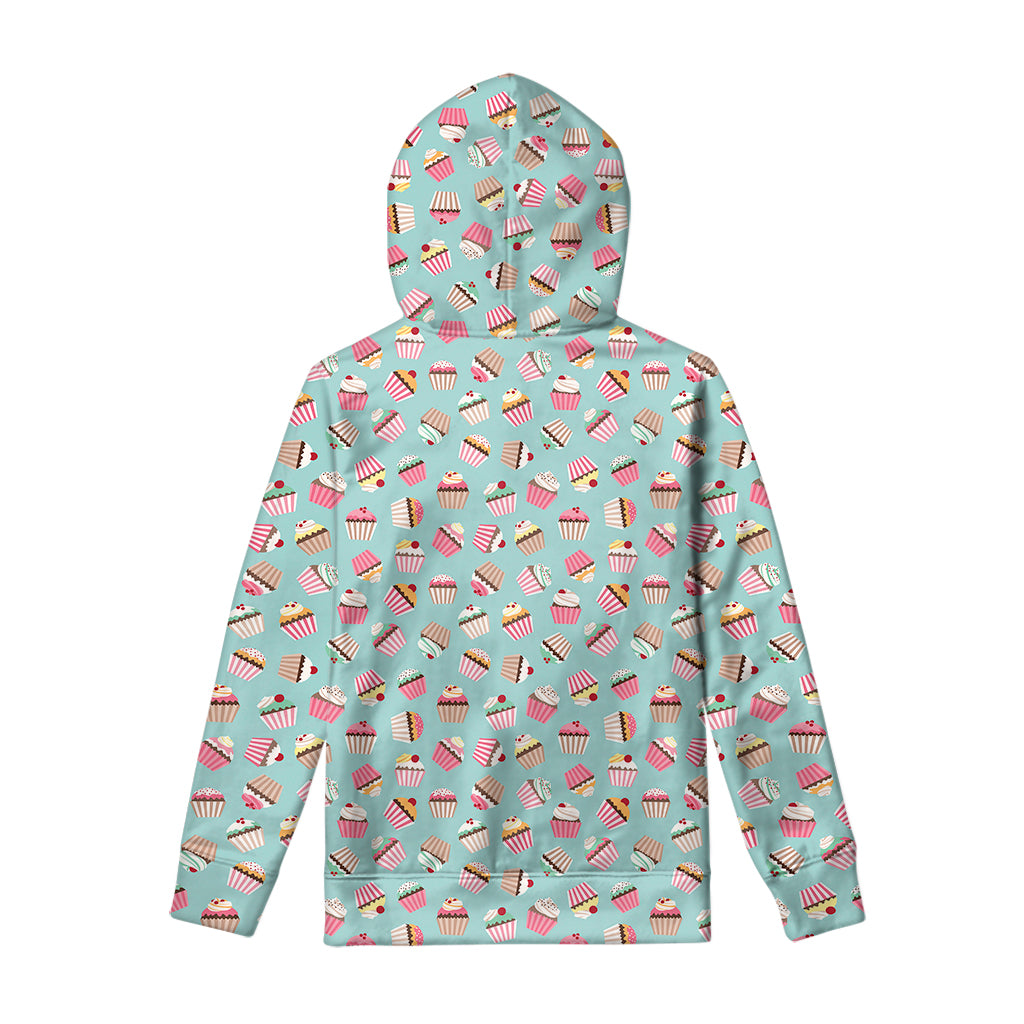 Pastel Cupcake Pattern Print Pullover Hoodie