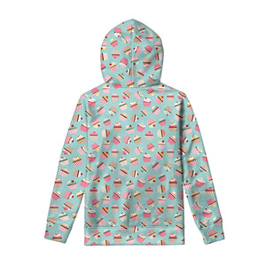 Pastel Cupcake Pattern Print Pullover Hoodie