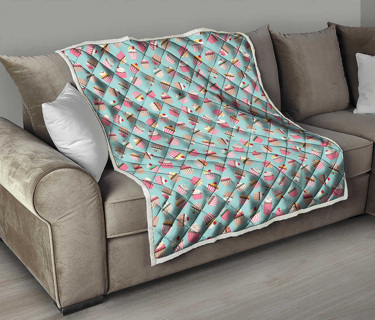 Pastel Cupcake Pattern Print Quilt