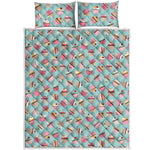 Pastel Cupcake Pattern Print Quilt Bed Set