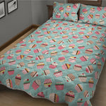 Pastel Cupcake Pattern Print Quilt Bed Set