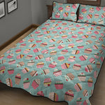 Pastel Cupcake Pattern Print Quilt Bed Set