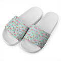Pastel Cupcake Pattern Print White Slide Sandals