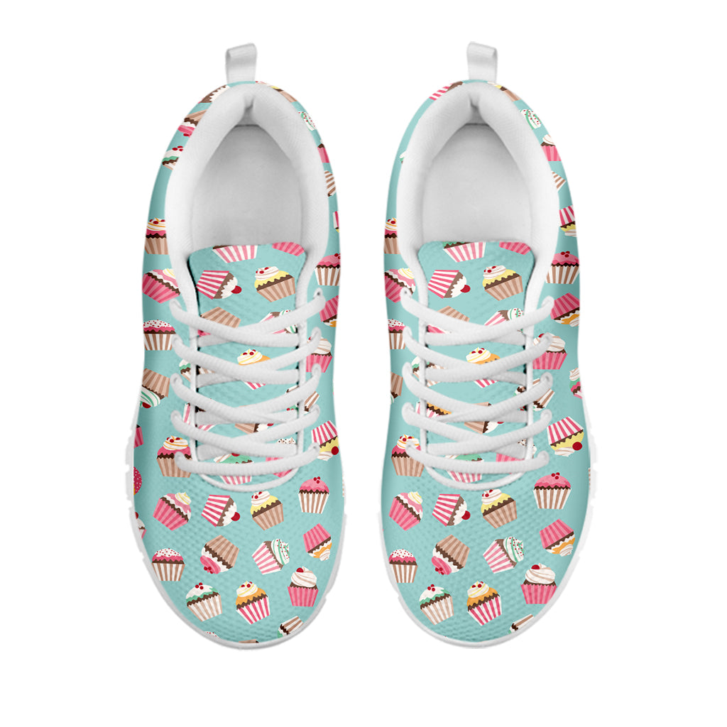 Pastel Cupcake Pattern Print White Sneakers