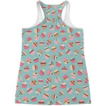 Pastel Cupcake Pattern Print Women's Racerback Tank Top