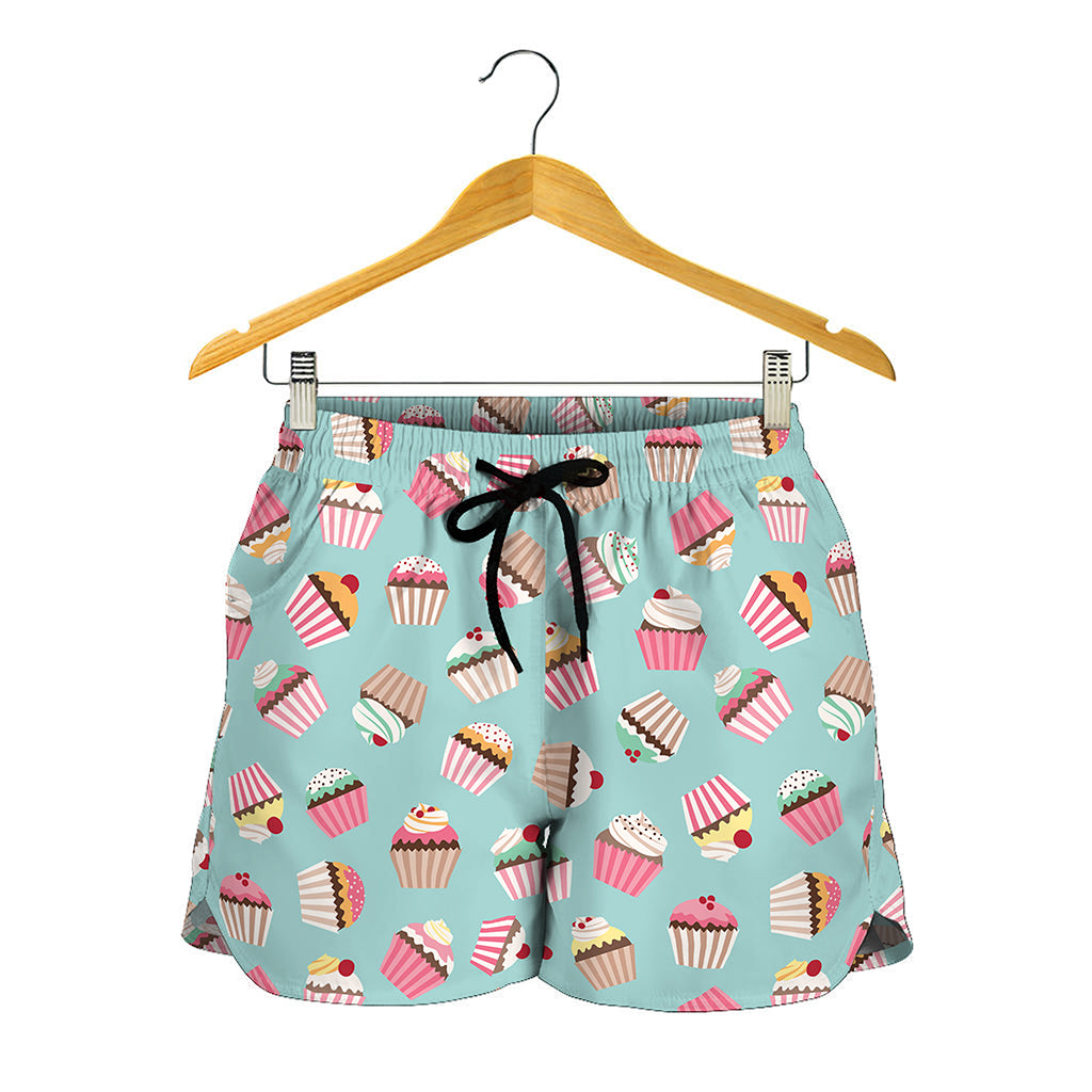 Pastel Cupcake Pattern Print Women's Shorts