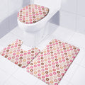 Pastel Donut Pattern Print 3 Piece Bath Mat Set