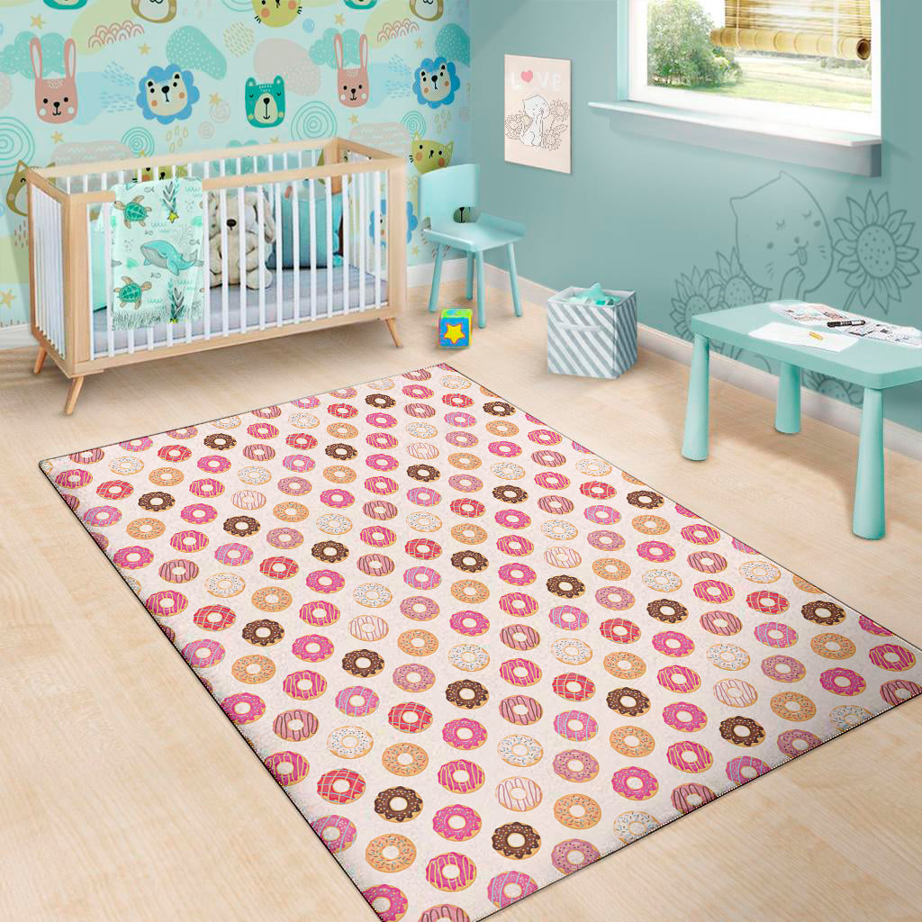 Pastel Donut Pattern Print Area Rug