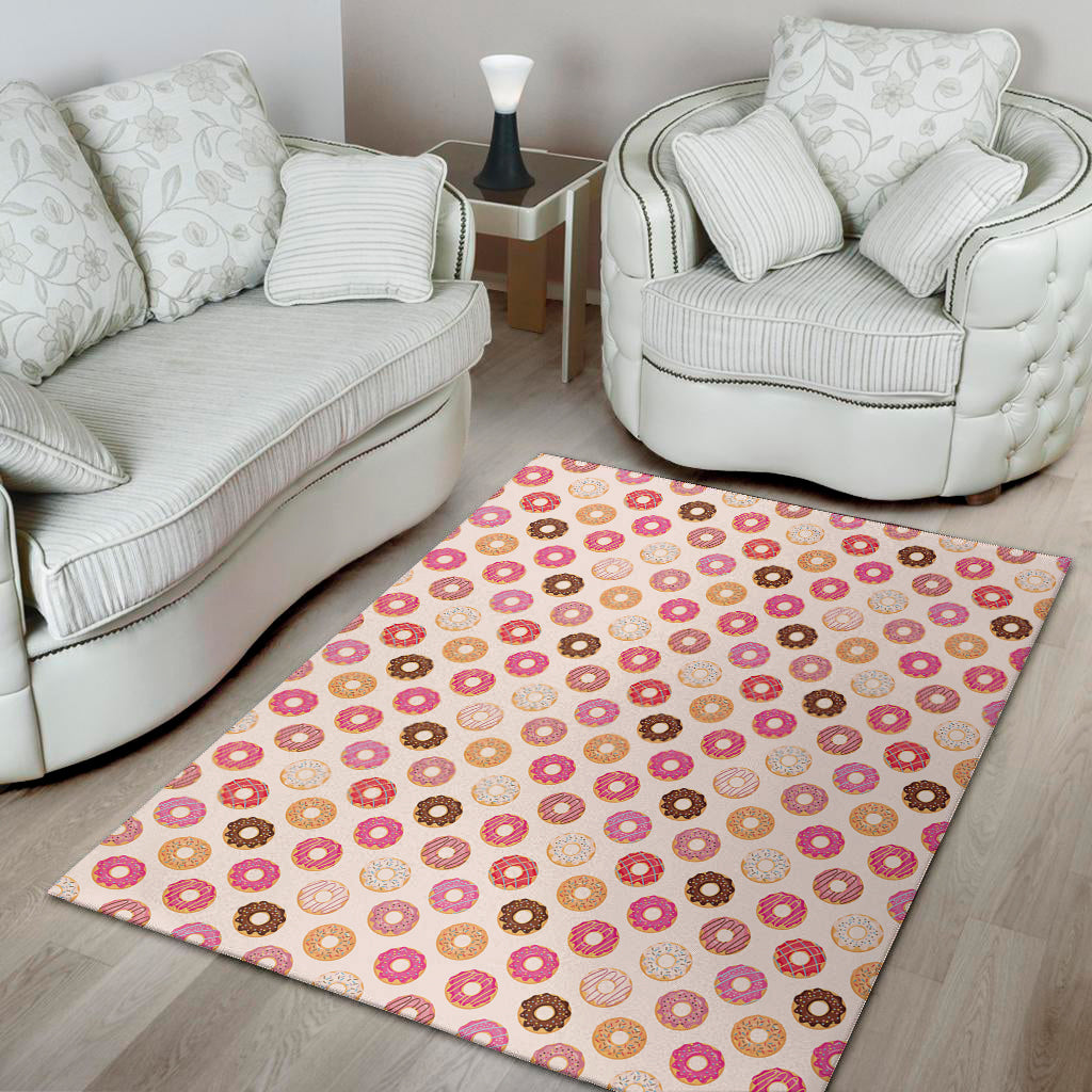 Pastel Donut Pattern Print Area Rug