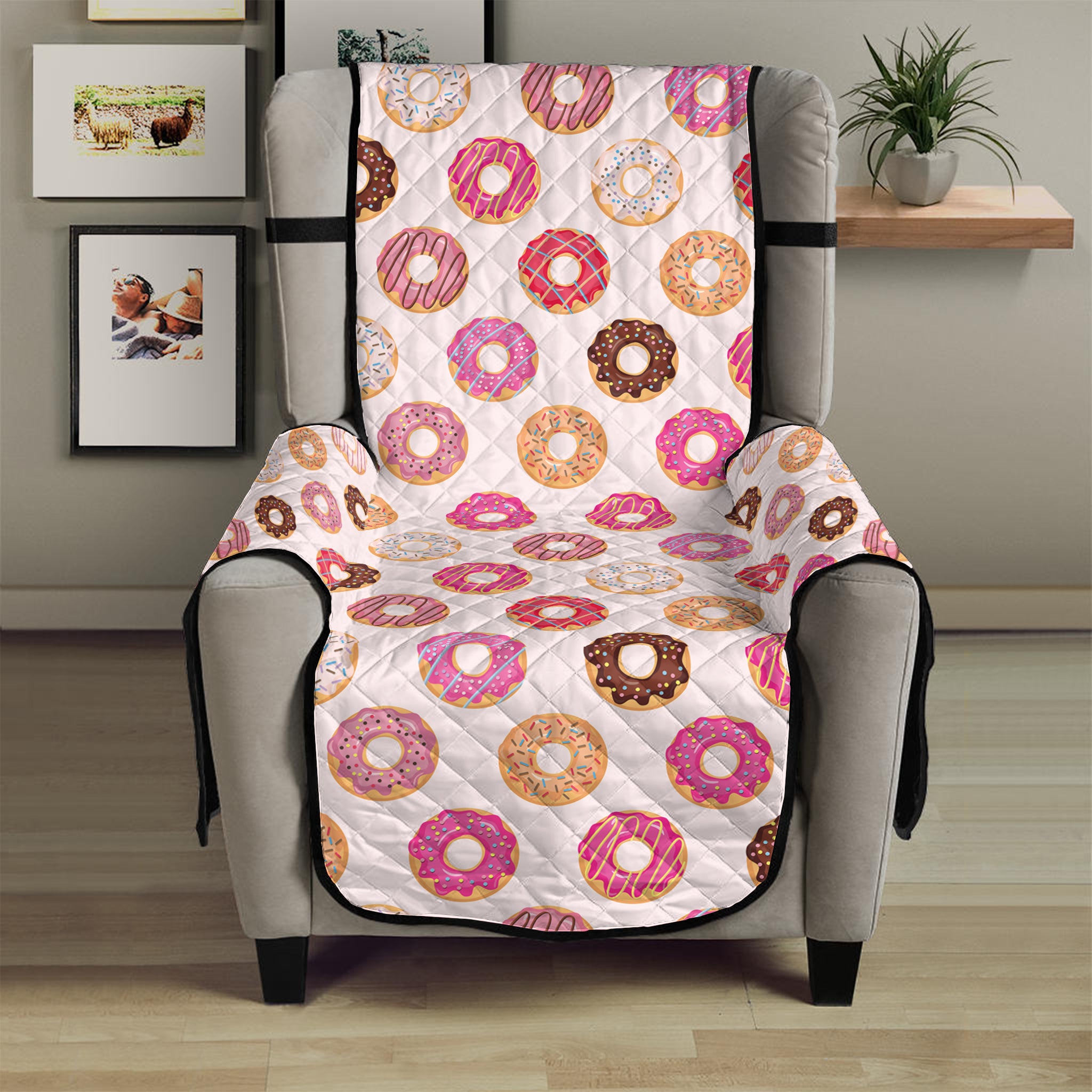 Pastel Donut Pattern Print Armchair Protector