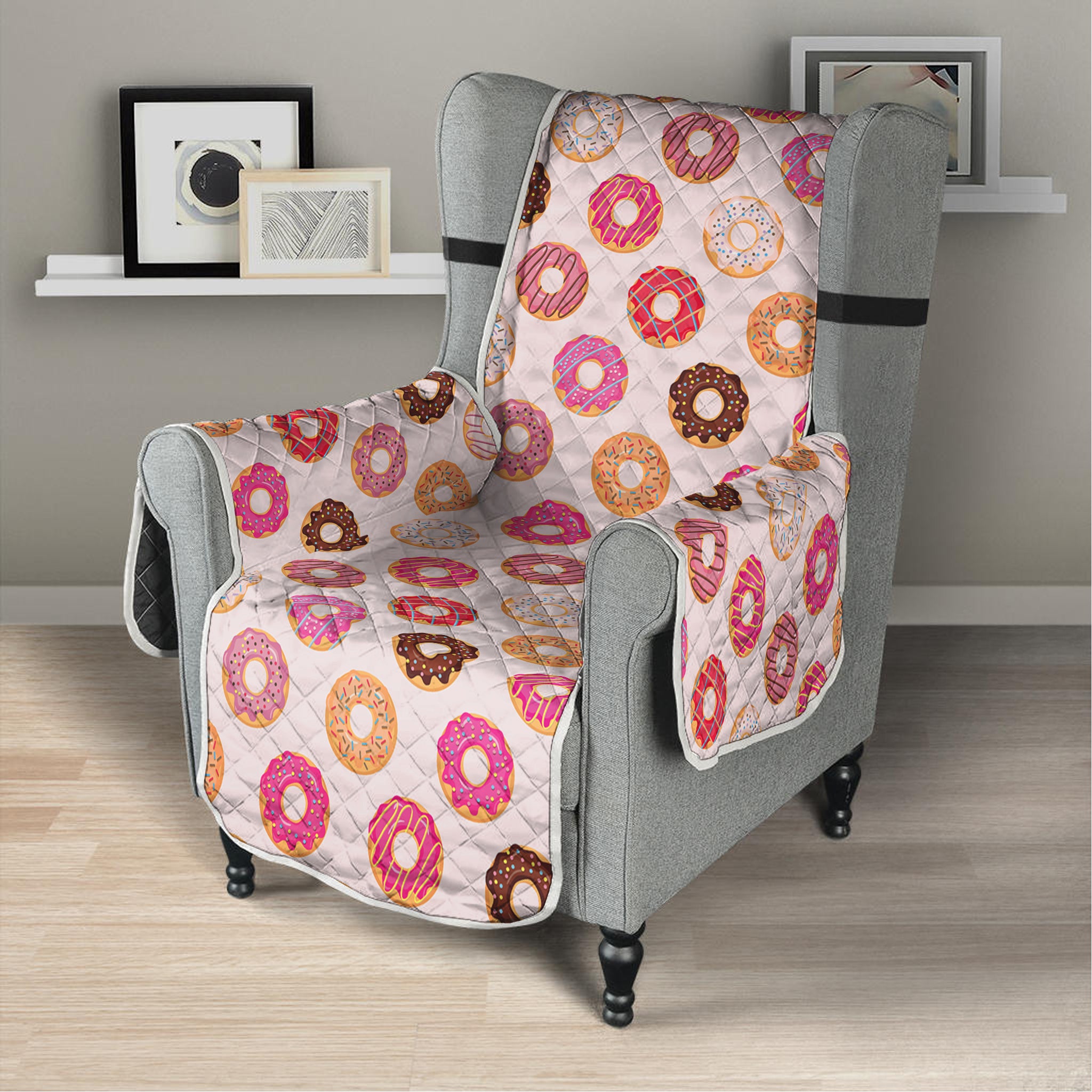 Pastel Donut Pattern Print Armchair Protector