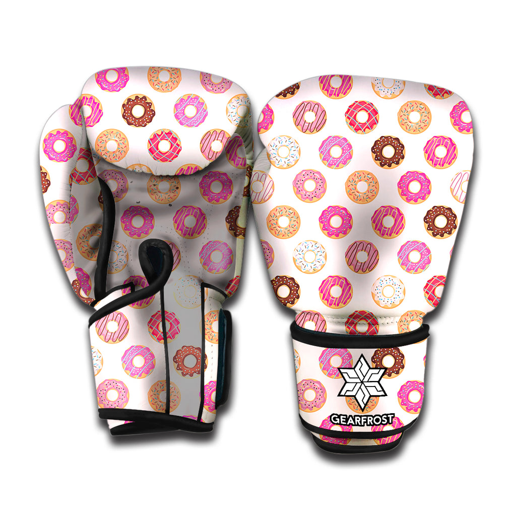 Pastel Donut Pattern Print Boxing Gloves