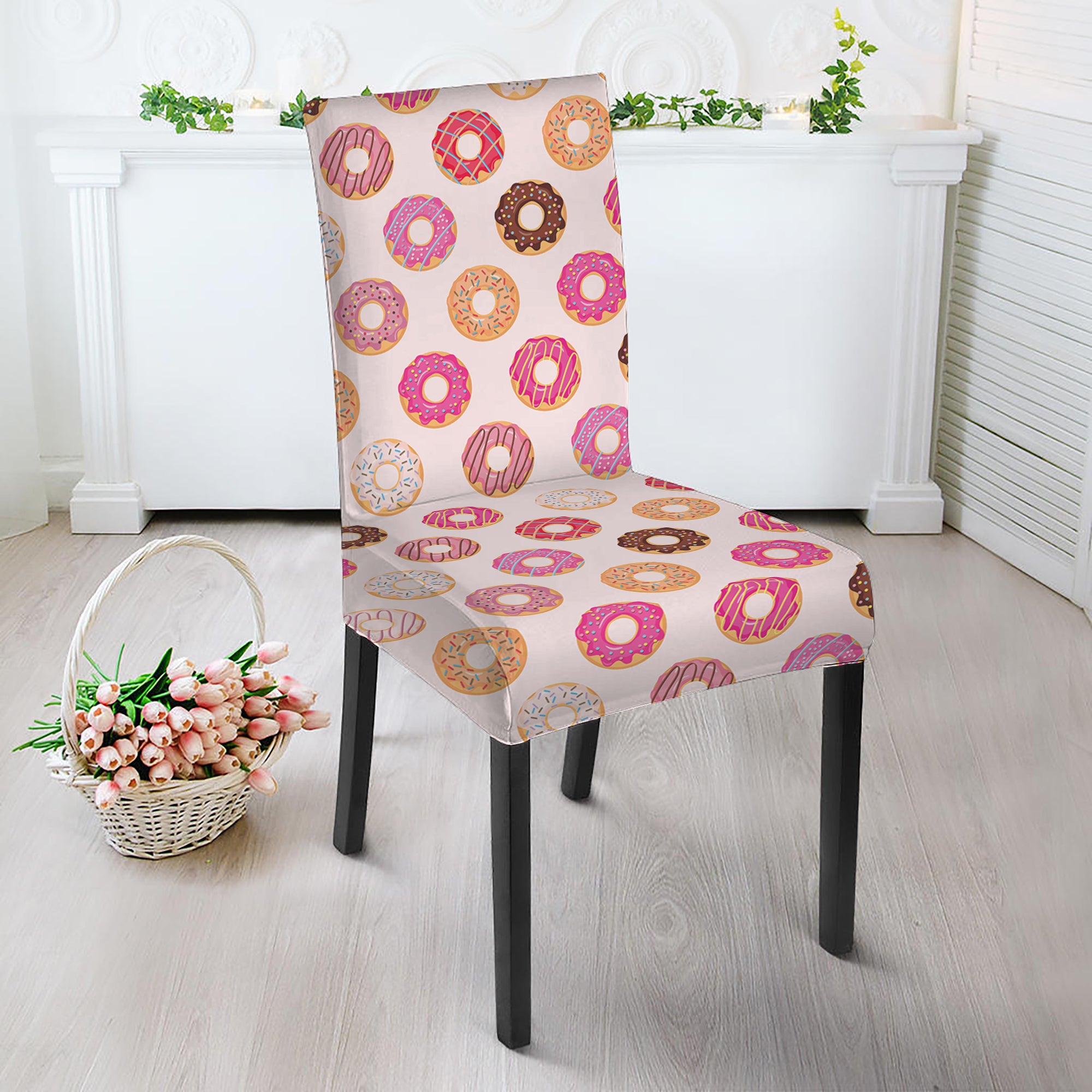 Pastel Donut Pattern Print Dining Chair Slipcover