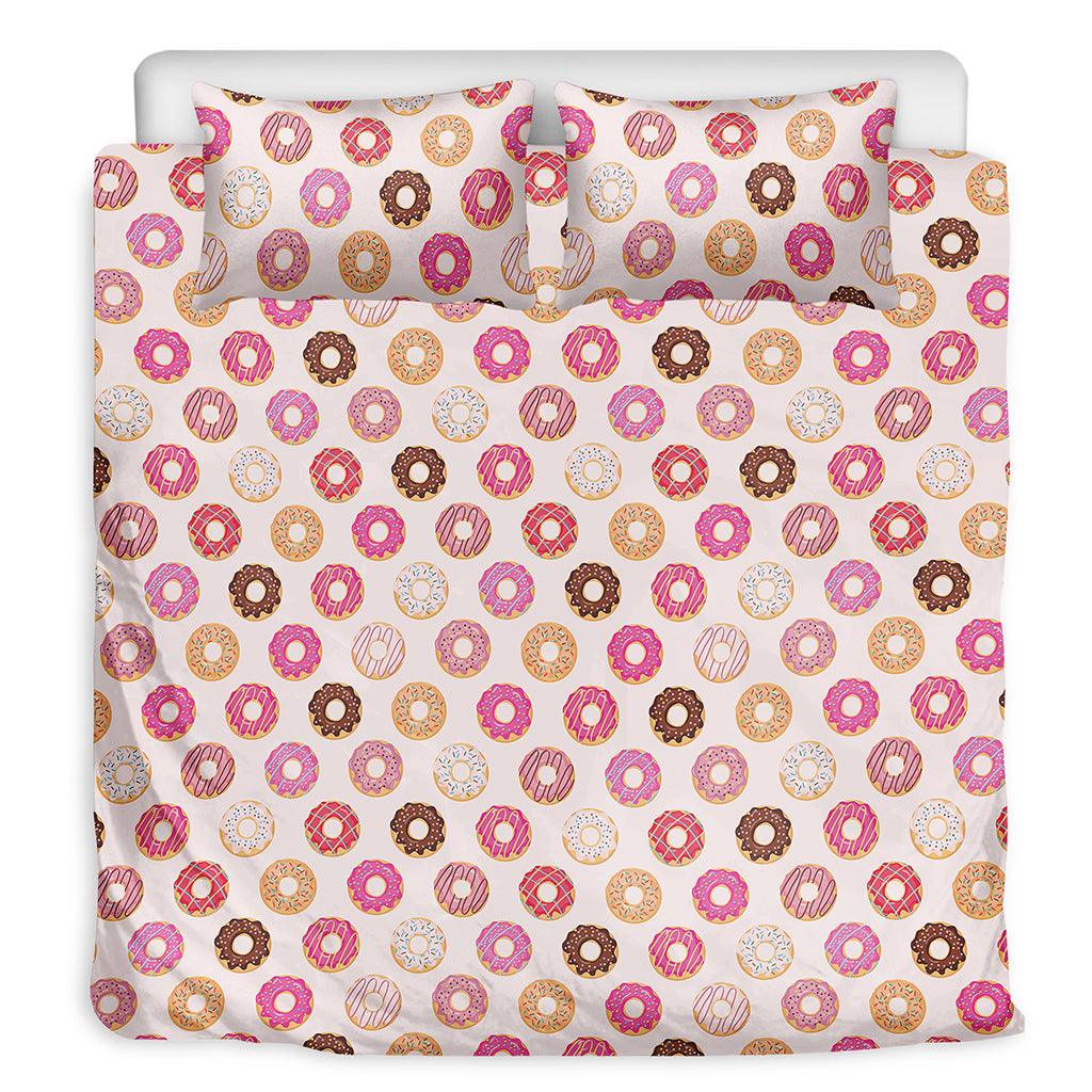 Pastel Donut Pattern Print Duvet Cover Bedding Set