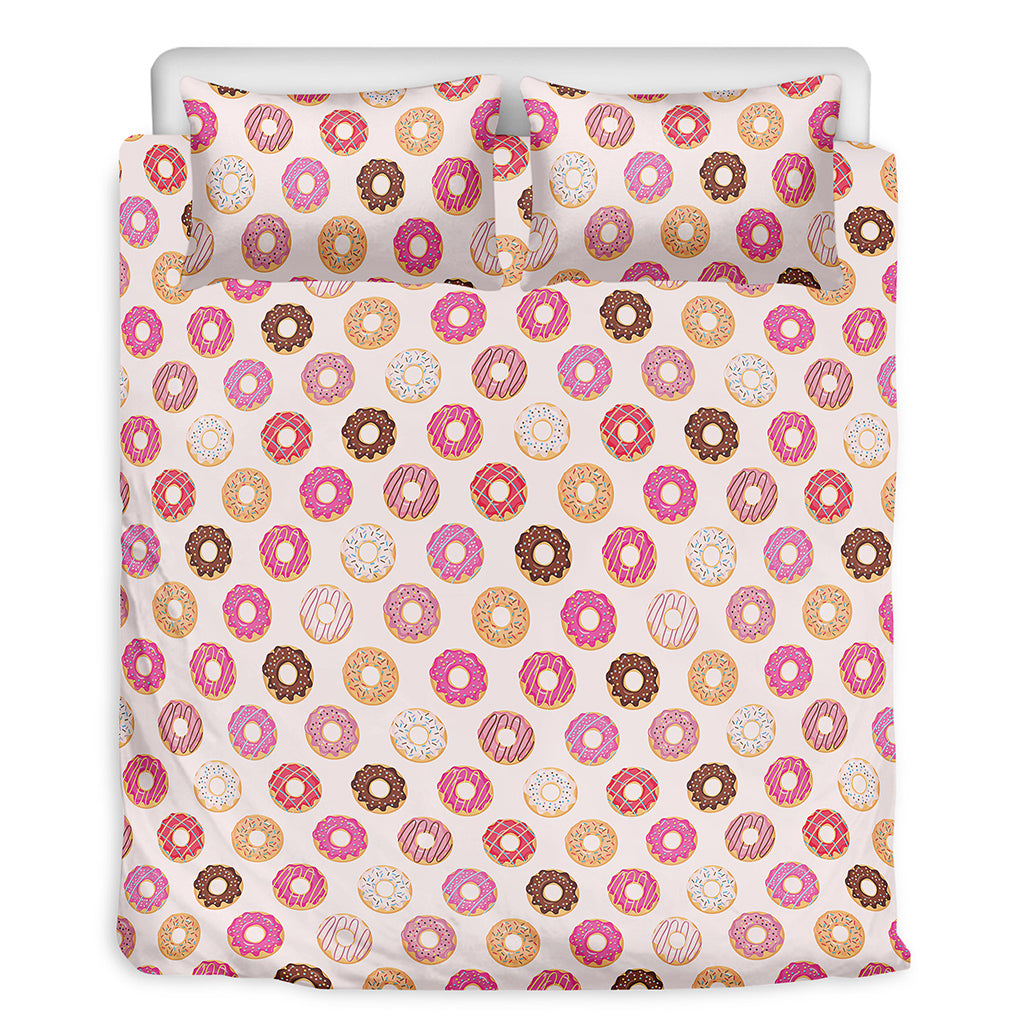 Pastel Donut Pattern Print Duvet Cover Bedding Set