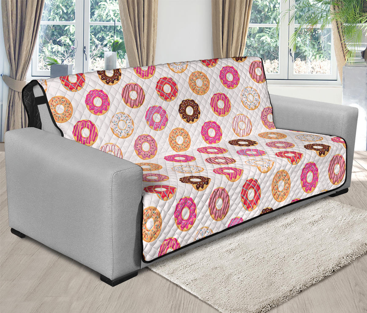 Pastel Donut Pattern Print Futon Protector