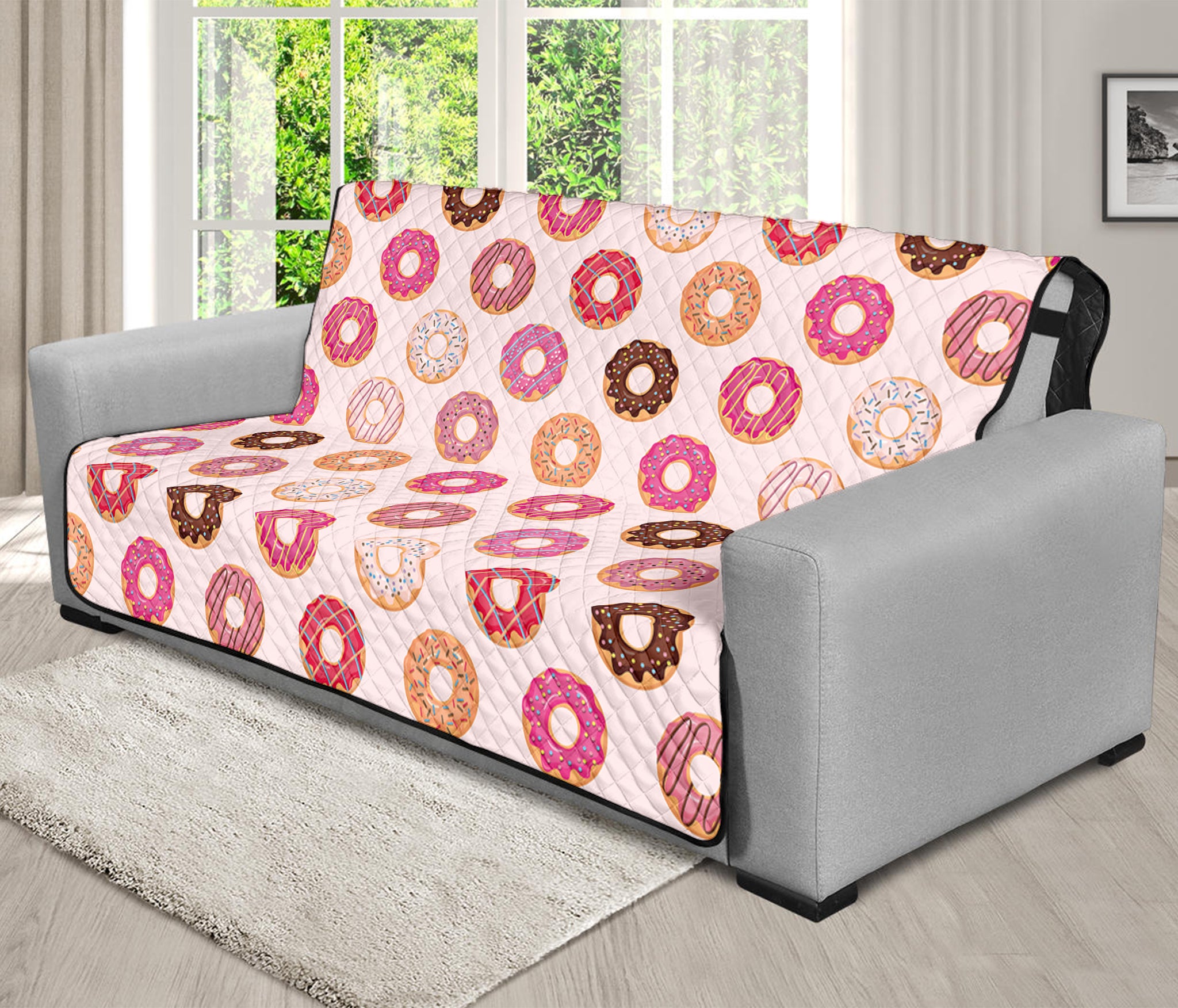 Pastel Donut Pattern Print Futon Protector